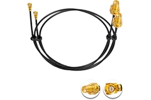 Vecys 2PCS U.FL IPEX do SMA żeński Niskostratny Kabel Koncentryczny 12"/30CM U.fl/IPEX 1.37mm Mini-koaksjalny Kabel Pigtail do Routerów Bezprzewodowych Mini PCIE Karty Sieciowe PCI Wi-Fi WAN Repeater