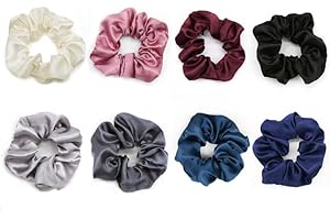 LIHELEI Scrunchies per Capelli Raso,Satin Scrunchies per Capelli da Donna,Elastici Capelli Fasce Ropes Codini per Capelli Ragazze - 8 Pezzi Scrunchies（A)
