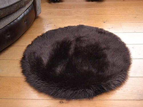 Faux Fur Soft Chocolate Brown Circular Sheepskin Available In 2 Sizes (85cm Diameter)