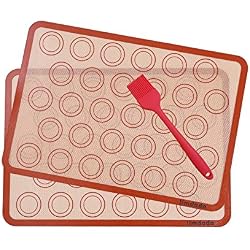 Macarons Tapis de Four et Cuisson en Silicone--Conçu pour le Chef, Jimdada Set de 2 Plaques de Cuisson(42 x 29.5 cm)，BROSSE CADEAU --SATISFACTION 100% GARANTIE