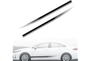 MenYiYDS - 2 Pcs Etiqueta engomada gráfica de Las Rayas de Carreras Deportivas, Etiqueta autoadhesiva de la Falda Lateral de Bricolaje Etiqueta engomada de la decoración del Cuerpo, Negro