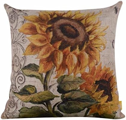 Moonuy Square Throw Pillow Case , Vintage Sunflower Cushion Cover Home Decor