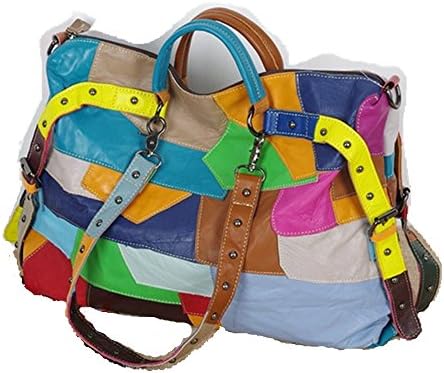 Lady's sheepskin handbag and messenger bag or shoulder bag (Multicolour)