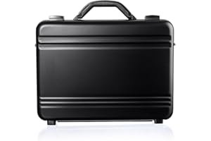 GUARDIQUE Aluminium Aktentasche, 4AB14, mit Deckeleinsatz & Trennwand-Set, Attachékoffer, Aktenkoffer aus Aluminium, Alu-Koffer, Demonstrationskoffer, Schutzkoffer, Schwarz, 39,5 x 28,5 x 8 cm