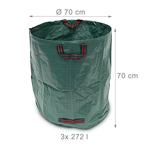 4 teiliges Garten Set, 3 Gartensäcke für Laub und Unkraut, 272 L, faltbar, Unkrautstecher langer Griff, Auswurf-Mechanismus - 3
