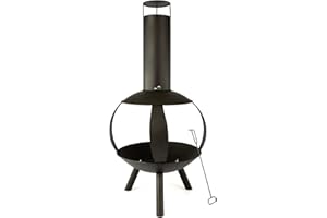 MaxxGarden - Fornello da giardino, focolare, griglia in acciaio, fornello da patio - Nero (Ø58 x 135cm)