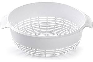 PLASTIFIC 27cm Plastic Colander Food Sieve Strainer Basket for Food Washing Draining Pasta Spaghetti Rice Salad Vegetable Kitchen Cooking Hobby Design 2 (White)