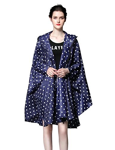 Preisvergleich Produktbild Walsilk Damen Travel Regenschutz Poncho Batwing-Sleeved Hooded Regenmantel, wasserdicht Regen Jacke mit Taschen, wasserabweisend Poncho Regen Mantel Zupfbürste für Notfall