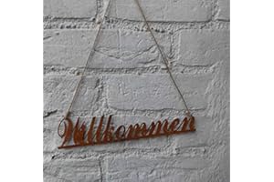 DEKO-IMPRESION Dekoratives Eisenschild Schriftzug Willkommen Welcome Eisen Rost 25 cm