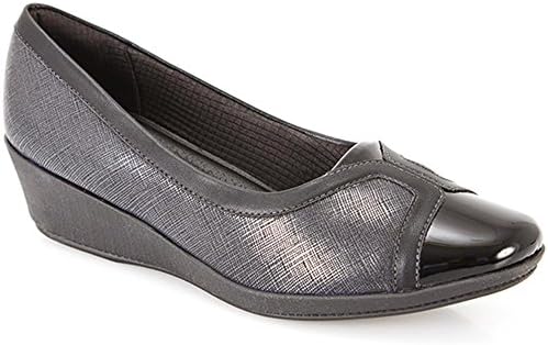 Piccadilly for Pavers Wedge Heel Court Shoe 310 516 - Black Size 2 (35)
