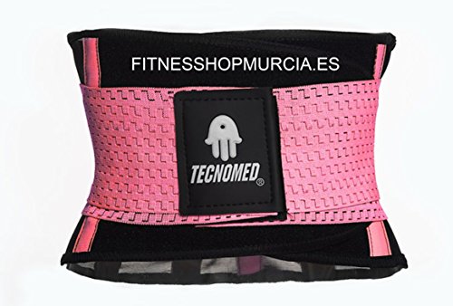 Tecnomed Cinturón Abdomen/Faja Reductora Lumbar Deportiva Fitness y Protector de Columna, para Rehabilitación del Dolor, Unisex, Color Rosa (XS)