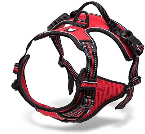 Adjustable Non Pull Dog Harness Pet Vest with 3M Reflective Soft Padded Heavy Duty Handle for Training or Walking (S, Red)