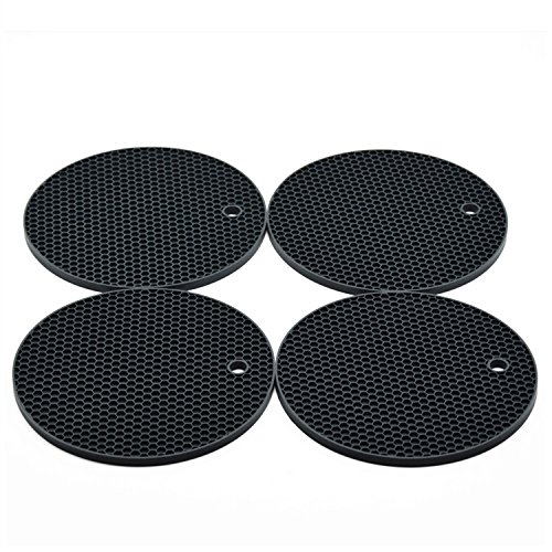 Silikon-Topfuntersetzer in Premium Qualität (4-er Set) / VENDOLO Topflappen dunkel-grau/ hitzebeständig, pflegeleicht, hygienisch, modernes Design - 2