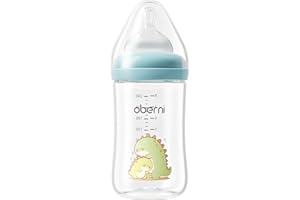 Oberni Anti-Colic Baby Bottles, 240ml / 8oz Newborn Bottle with Size 2" Medium Flow Breast Like Silicone Teat, 3M+ Breastfed and Milk Feeding, Blue/Pack of 1