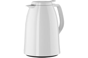 Emsa Pichet Isotherme, 1 Litre, Fermeture Quick Press, 100% Hermétique, Blanc Brillant, Mambo, 517004