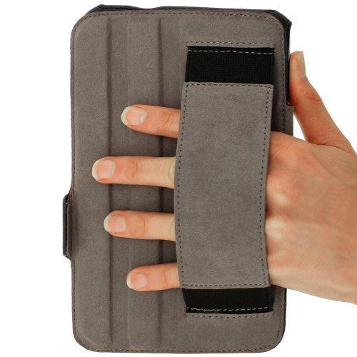 igadgitz Schwarz PU Ledertasche Hülle Cover für Samsung Galaxy Tab 3 8.0″ SM-T310 mit Multi Winkelbetrachtungs Stand + Auto Sleep/Wake + Integrierte Handschlaufe + Displayschutzfolie - 8