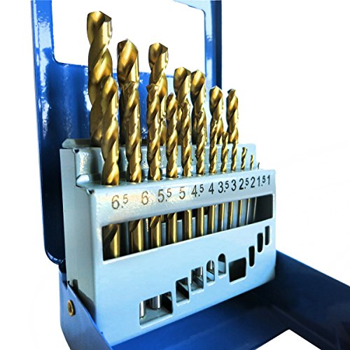 S&R Metallbohrer Set 1,0 – 10 mm ,135°, 19 Stk, DIN 338, geschliffen, HSS TITANIUM, Nitrit-Titan-Beschichtung, Metallbox.Profi-Qualität - 2