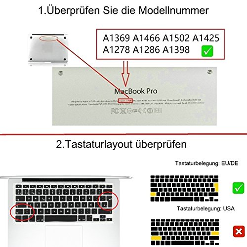 i-Buy QWERTZ Silikon Tastaturschutz für MacBook Air Pro 13″ 15″(No Touch Bar)- Schwarz - 2