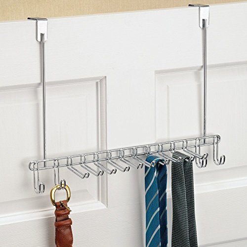 InterDesign Classico Schrank-Organizer zum Hängen über die Tür für Krawatten, Gürtel, Handtaschen, Modeschmuck – Chrom - 2