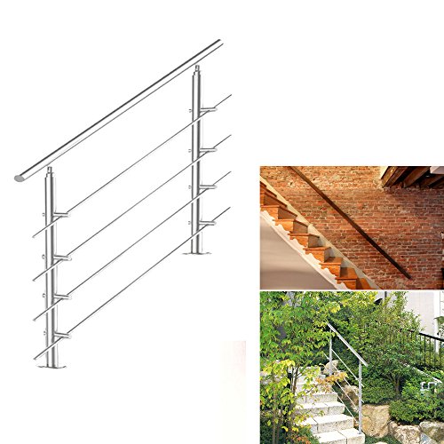 Preisvergleich Produktbild HG® 160CM Edelstahl Handlauf Eingangsgeländer Treppengeländer Handrail Langlebig Garten Tür Bausatz Quertraversen
