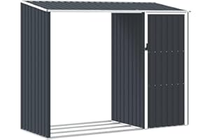 vidaXL Garten Brennholzlager Kaminholzunterstand Brennholzregal Unterstand Gerätehaus Gartenhaus Schuppen Anthrazit 245x98x159cm Verzinkter Stahl