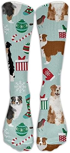 NEW Australian Shepherd Christmas Cute Aussie Dogs Unisex Compression Socks Athletic Tube Stockings Women's Men's Classics Knee High Socks Sport Long Sock One Size