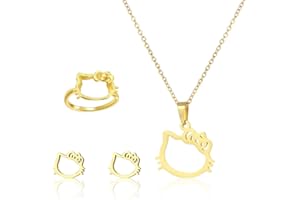 EIROVYA EIR Collar Niña,Lindo Gatito,Pendientes de Niña,Kitty Collares Niña,Kitty Colgante Niñas,Collares Niño,Ajustable,Necklace Kitty,Kitty Collar Mujer,Animados Collar,Kitty Regalos Niña