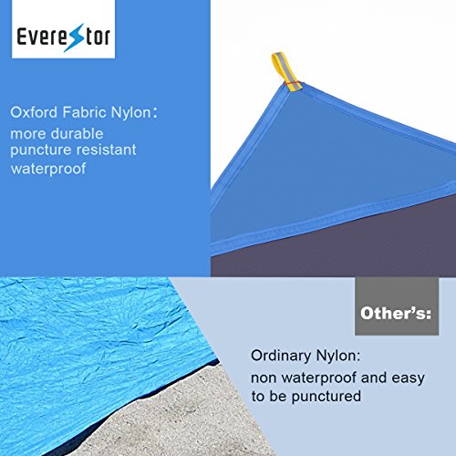 Beach Decke, Everestor Dauerhaft Leicht Tragbar Kompakt Sand & Wasser Beweis Tasche Decke für Outdoor Reise Wandern Camping Picknick Festivals 200cm x 150cm Blau - 6
