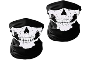 Janzoom 2 x Totenkopf-Masken für Motorrad, Ski, Party, Sport, Halloween, Fahrrad, Schwarz, 1, Schwarz , 50*25 cm
