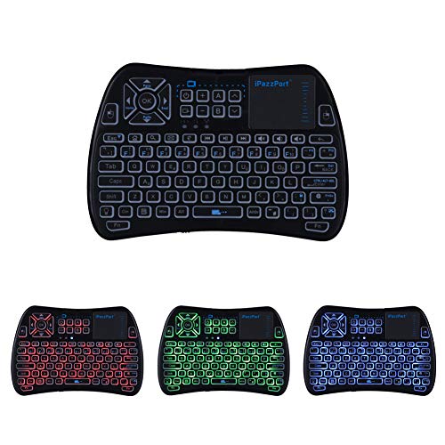 (2018 + Control remoto de TV) iPazzPort RGB Mini teclado inalámbrico con teclado táctil y mouse remoto de TV de 2.4 GHz Teclado USB para Android TV Box, Nvidia Shield, Smart TV, Raspberry Pi KP-810-61