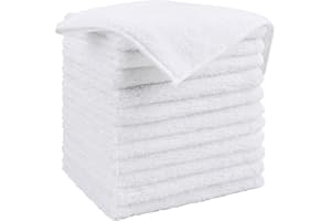 HOMEXCEL Mikrofaser-Reinigungstuch, weiß, 12 Stück, Premium-Mikrofaser-Handtücher für Autos, fusselfrei, Kratzfest, sehr saugfähig, Wiederverwendbare Reinigungstücher für Auto, Haushalt, Küche