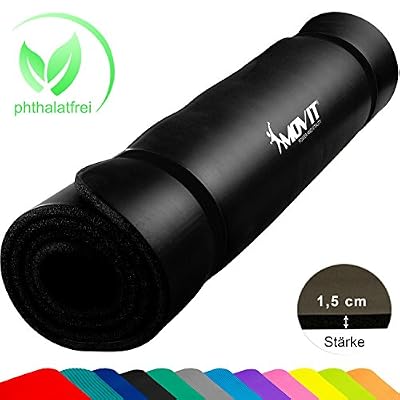 MOVIT® - Tapis de Sol pour Pilates et Fitness - sans Phthalate - certifié SGS - Couleur Noir - L 190 x l 60 x E 1,5 cm