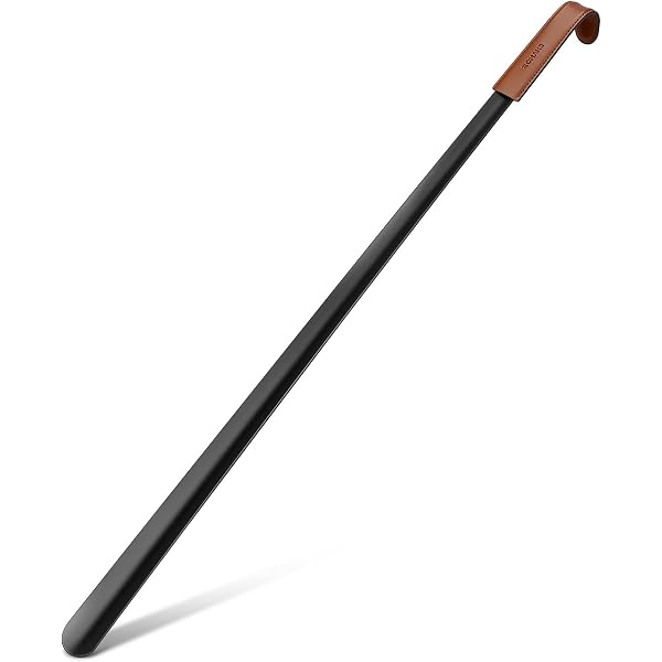Relaxdays Chausse-pied extra large et stable sans se pencher, à suspendre, en métal, 70 cm, argenté brillant