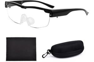 HIQE-FL Okulary powiększające do czytania, 300% powiększające z 2 diodami LED, dla osób noszących okulary, podświetlane powiększenie