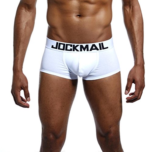 Preisvergleich Produktbild Herren Boxershorts,Beikoard Männer Elastische Unterwäsche Männer Boxershorts Shorts Ausbuchtungsbeutel Weiche Unterhose Boxer Hause feste Farbe Unterwäsche Lässige Strandhose (L, Wei)