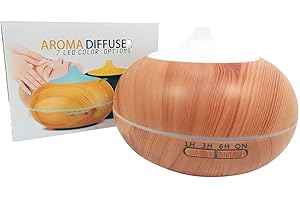 LAMARE Humidificateur à ultrasons et diffuseur d'arômes avec minuterie. Capacité de 500 ML, 7 Couleurs de LED, Ultra Silencieux (MW020)