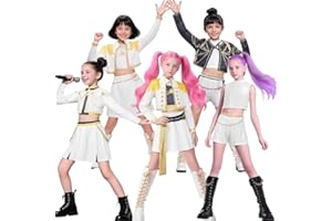 ZNLVZSH Dem Hunt golden Costume Rumii Miira Zoeyy For Girls Kids，Huntrs fancy dress Anime Cosplay Halloween party Pop Stage Carnival Outfits with 70 Pcs Anime Stickers