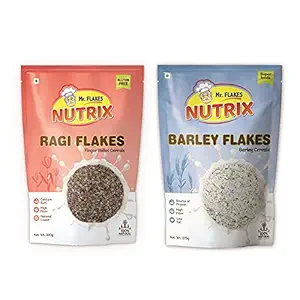 Barley & Ragi Flakes Combo | Healthy Breakfast Cereals with Millets, Gluten free | Rich in proteins & fibre, Supports diet & weight loss (300g, 275g) - MR FLAKES NUTRIX