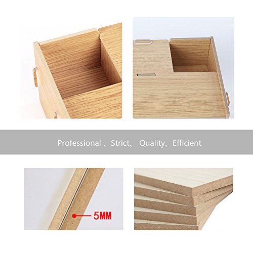 AZLife Holz Monitor Ständer DIY Verbindung Bildschirmerhöher Schreibtischregal für Laptops, Drucker oder Monitor, iMac, LCD TV Geräte,Schreibtisch Organizer mit Zusätzlicher Stauraum - 5