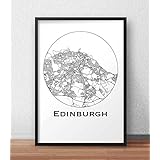 Plakat Edinburgh Schottland Minimalist Map - City Map, Dekoration, Geschenk