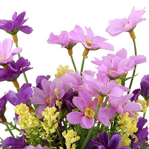 Ein Bündel gefälschte Cineraria künstlichen Blumenstrauß Hause Büro Dekor (Fuchsia und Lila) - 6