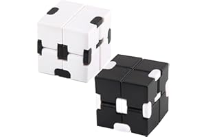 YUTOU 2 Stücke Zappeln Infinite Cube Mini Kill Time Spielzeug - Unendlicher Flip Würfel für Stress und Angst Linderung - Entspannendes Zubehör (Schwarz, Weiß)