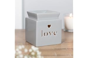 RAJX Home Cut Out Wax Melt Burners, Essential Oil Diffuser & Wax Warmer Melter, Aromatherapy Gifts for Christmas, Fragrance Wax Burner for Home and Bedroom Decor (LOVE GREY)