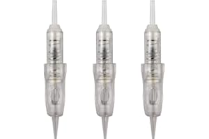 RASMET 20 piezas Agujas Maquillaje Permanente Desechables en Espiral Transparente de para Micropigmentacion Maquinas (1P/1R-0.30mm)