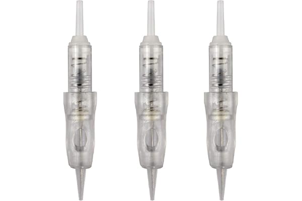 20 pièces Cartouches Cartridges Aiguilles de Tatouage de Maquillage permanentes jetables en spirale transparente avec membrane de sécurité pour Maquillage Permanent Machine (5P/5R)