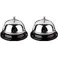 DL Call Bell 2 Packs 3.35 Inch Diameter with Metal Anti-Rust Construction, Ringing, Durable, Desk Bell Service Bell for Hotels, Schools, Restaurants, Reception Areas, Hospitals, Warehouses(Silver)