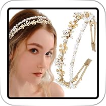 Xerling Cerchietto Capelli Metallo Con Foglie E Strass - Oro - Accessorio Donna E Ragazza - Per Matrimoni E Feste