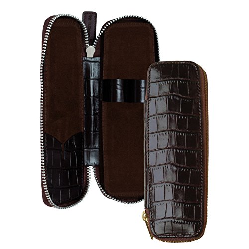 Preisvergleich Produktbild CERRUTI 1881 Schutzhülle aus Leder für 2 Stifte – Strohhalm