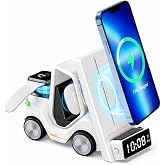 ULTRATEKNO T20 15W 5&rsquo;i 1 Arada Magsafe Kablosuz Şarj İstasyonu, Dijital Saatli Forklift Tasarım, iPhone 16/15/14/13/12, Apple