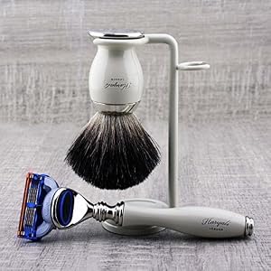 Haryali London 5 Edge Razor With Black Badger Hair Shaving Brush and Stand Perfect Shaving Kit For Mens - Image 2